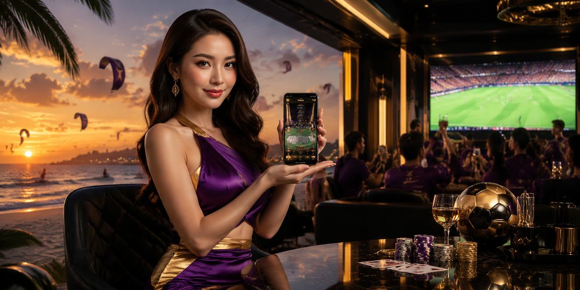 Người chơi card game tại khu nghỉ dưỡng Mũi Né với điện thoại trên tay